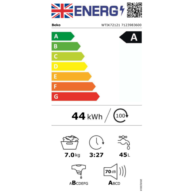 Beko WTIK72121/M 7kg 1200rpm Integrated Washing Machine