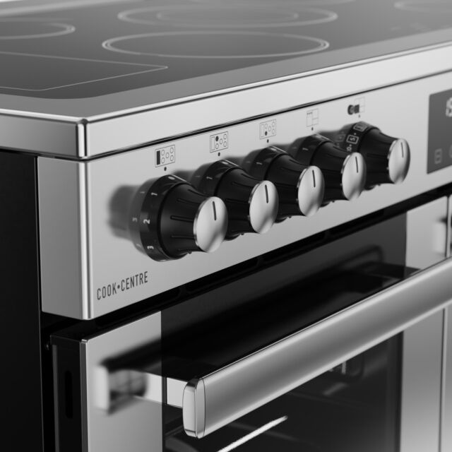 Belling Cookcentre 100cm 5 Zone Ceramic Hob Double Oven Electric Range Cooker