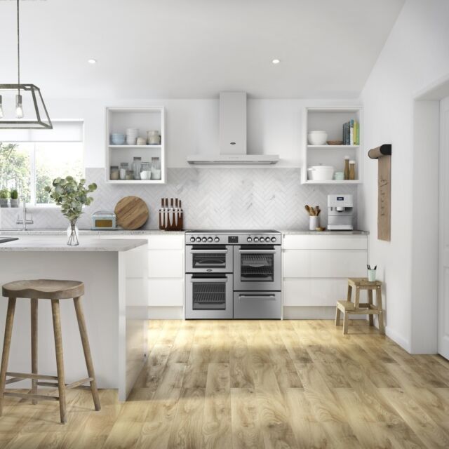 Belling Cookcentre 100cm 5 Zone Ceramic Hob Double Oven Electric Range Cooker
