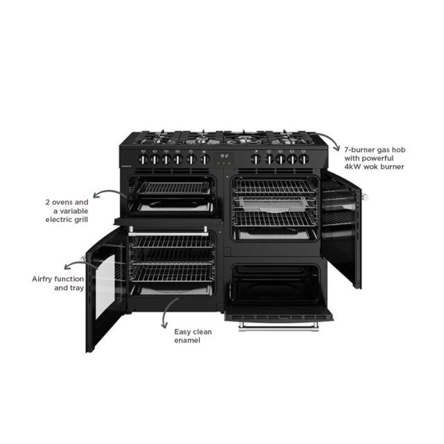 Belling Farmhouse 110cm 7 Burner Gas Hob Double Oven Dual Fuel Range Cooker