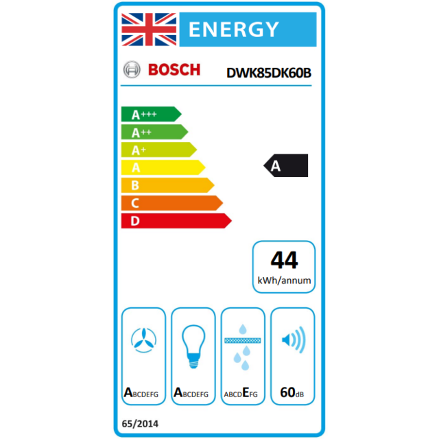 Bosch Series 2 DWK85DK60B 80cm 3 Speed Black Glass Angled Cooker Hood