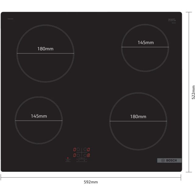 Bosch Series 2 PKE61RAA8B 60cm 4 Zone Touch Control Ceramic Hob