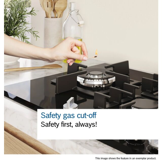 Bosch Series 6 PPQ7A6I40 75cm 5 Burner Black Gas on Glass Hob
