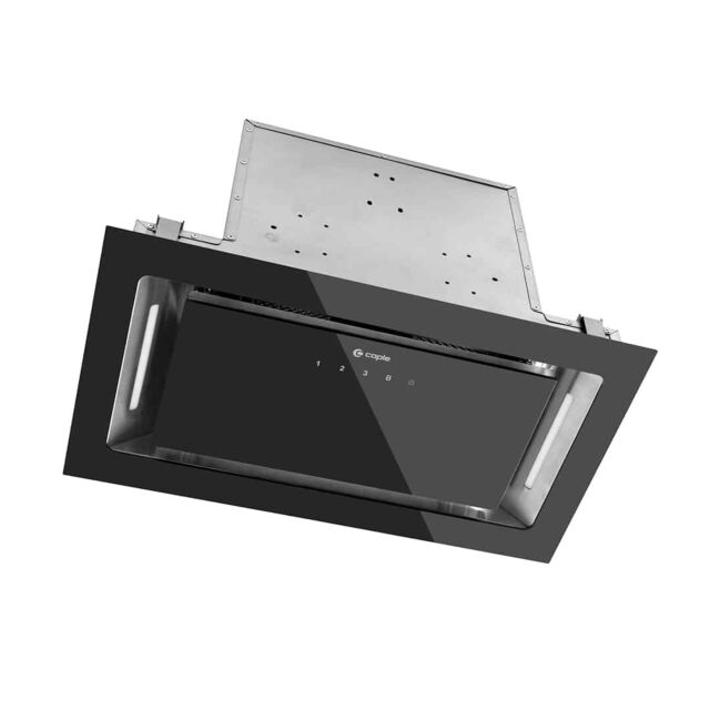 Caple BU526BK 52cm 4 Speed Black Glass Canopy Cooker Hood