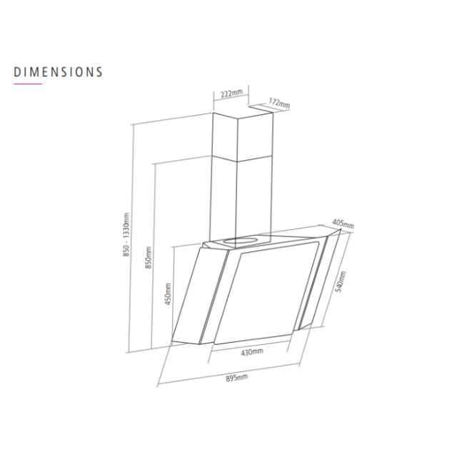 Caple ZEL900GM 90cm 3 Speed Angled Cooker Hood