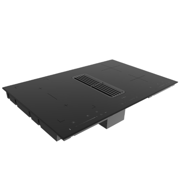 CDA HNE81FR 80cm Four Zone Induction Hob with Built-In Down Draft Extractor Fan