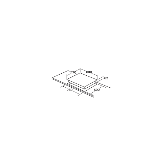 CDA HNE81FR 80cm Four Zone Induction Hob with Built-In Down Draft Extractor Fan