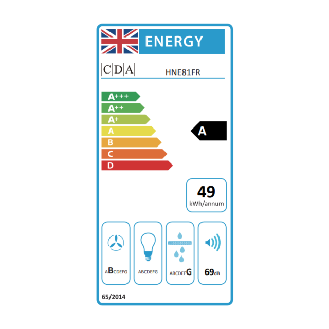 CDA HNE81FR 80cm Four Zone Induction Hob with Built-In Down Draft Extractor Fan