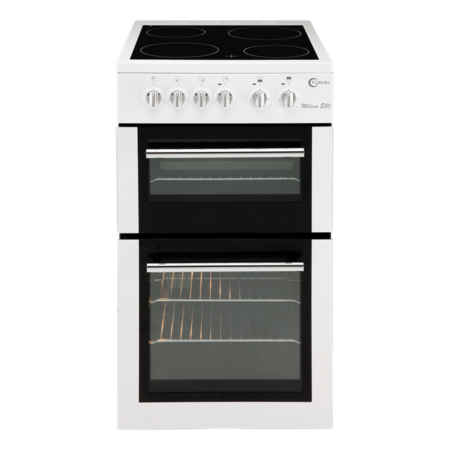 Flavel MLB5CDW//M 50cm 4 Zone Ceramic Hob Twin Cavity Electric Cooker