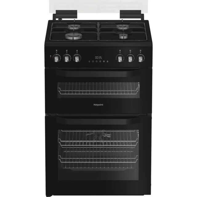 Hotpoint HDD6GDC2B1/M 60cm 4 Ring Gas Hob Double Electric Oven Dual Fuel Cooker