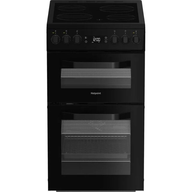 Hotpoint HDE5VDCB/M 50cm 4 Zone Ceramic Hob Double Oven Electric Cooker