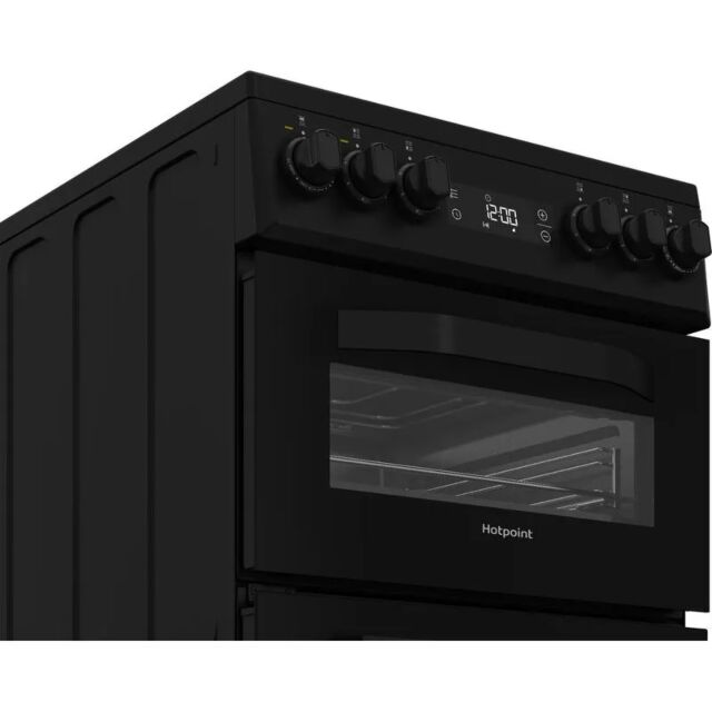 Hotpoint HDE5VDCB/M 50cm 4 Zone Ceramic Hob Double Oven Electric Cooker