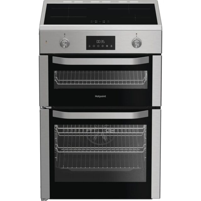 Hotpoint HDE6IDC2X/M 60cm 4 Zone Induction Hob Double Oven Electric Cooker