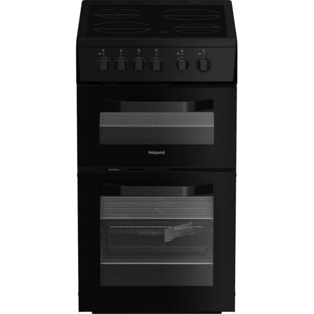 Hotpoint HTE5VCB/M 50cm 4 Zone Ceramic Hob Twin Cavity Electric Cooker
