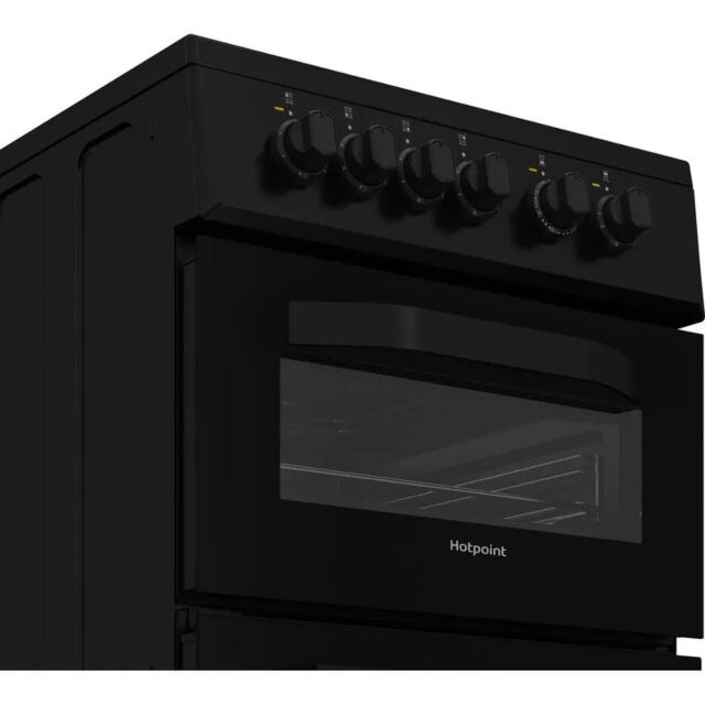 Hotpoint HTE5VCB/M 50cm 4 Zone Ceramic Hob Twin Cavity Electric Cooker