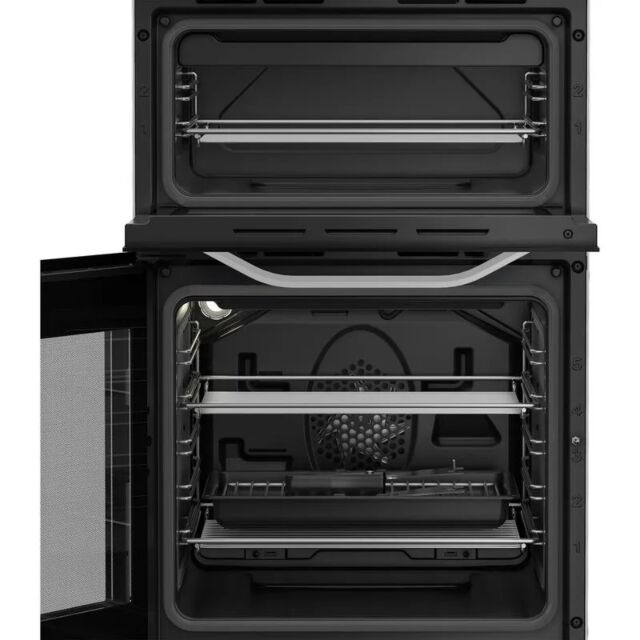 Hotpoint HTE5VCW/M 50cm 4 Zone Ceramic Hob Twin Cavity Electric Cooker