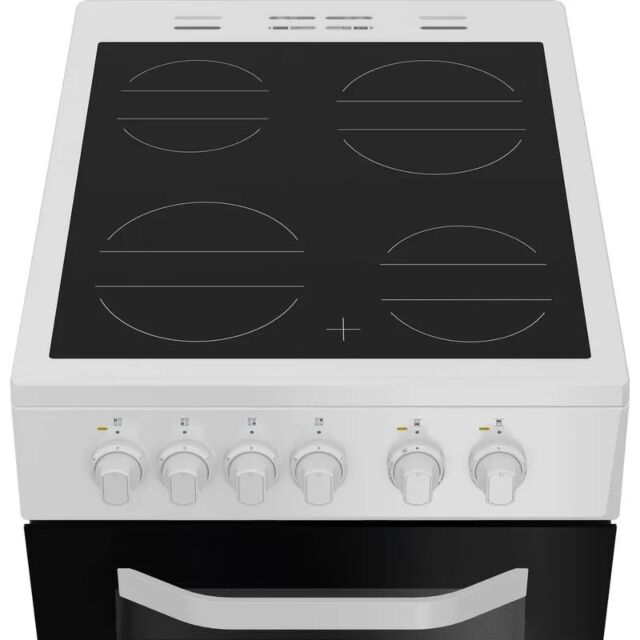 Hotpoint HTE5VCW/M 50cm 4 Zone Ceramic Hob Twin Cavity Electric Cooker