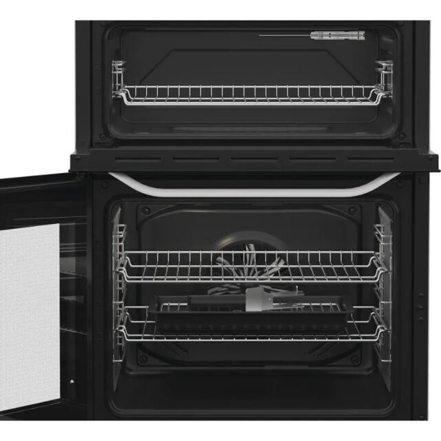 Hotpoint HTE6VDCW 60cm 4 Zone Ceramic Hob Twin Cavity Electric Cooker