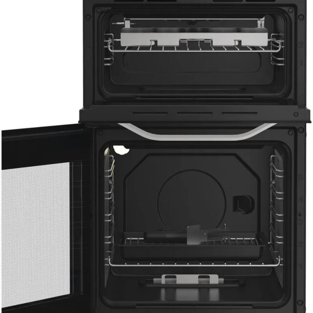 Hotpoint HTG5GWL/M 50cm 4 Burner Gas Hob Twin Cavity Gas Cooker with Glass Lid