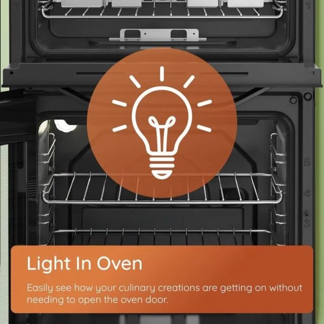 Hotpoint HTG5GWL/M 50cm 4 Burner Gas Hob Twin Cavity Gas Cooker with Glass Lid