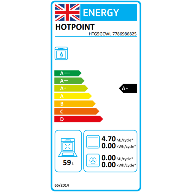 Hotpoint HTG5GWL/M 50cm 4 Burner Gas Hob Twin Cavity Gas Cooker with Glass Lid