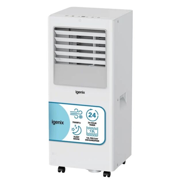 Igenix IGAC01007W 7000BTU 3-in-1 Remote Control Portable Air Conditioner