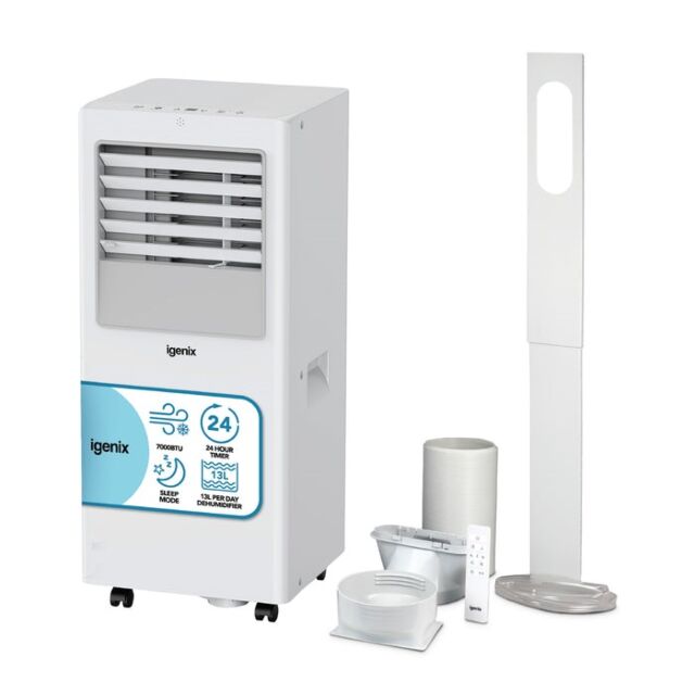 Igenix IGAC01007W 7000BTU 3-in-1 Remote Control Portable Air Conditioner