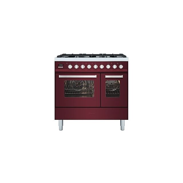 ILVE Torino 100cm 6 Burner Gas Hob Double Oven Dual Fuel Range Cooker