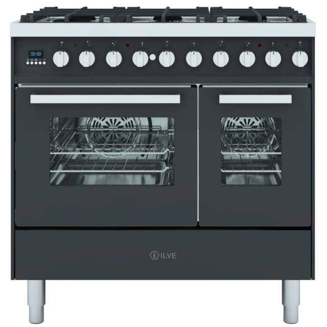 ILVE Torino 100cm 6 Burner Gas Hob Double Oven Dual Fuel Range Cooker