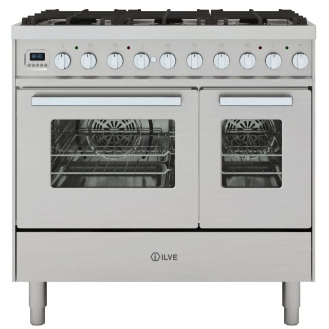 ILVE Torino 100cm 6 Burner Gas Hob Double Oven Dual Fuel Range Cooker