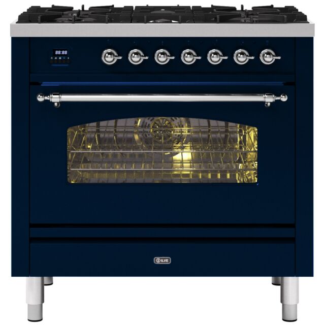 ILVE Milano 90cm 6 Burner Gas Hob Single Oven Dual Fuel Range Cooker