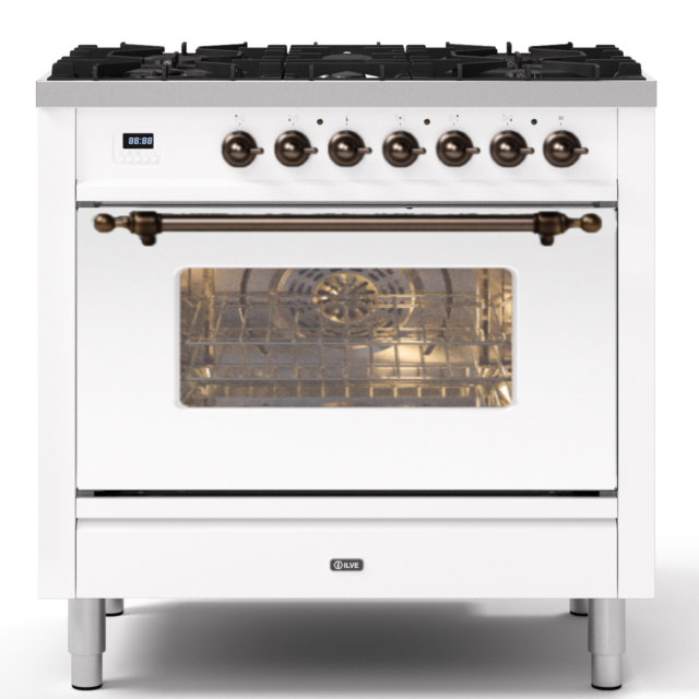ILVE Milano 90cm 6 Burner Gas Hob Single Oven Dual Fuel Range Cooker