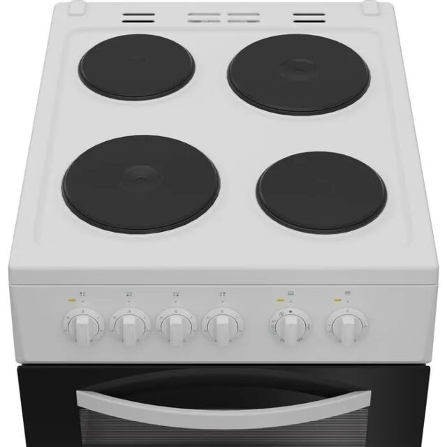Indesit ITE5EMW/M 50cm 4 Zone Solid Plate Hob Twin Cavity Electric Cooker