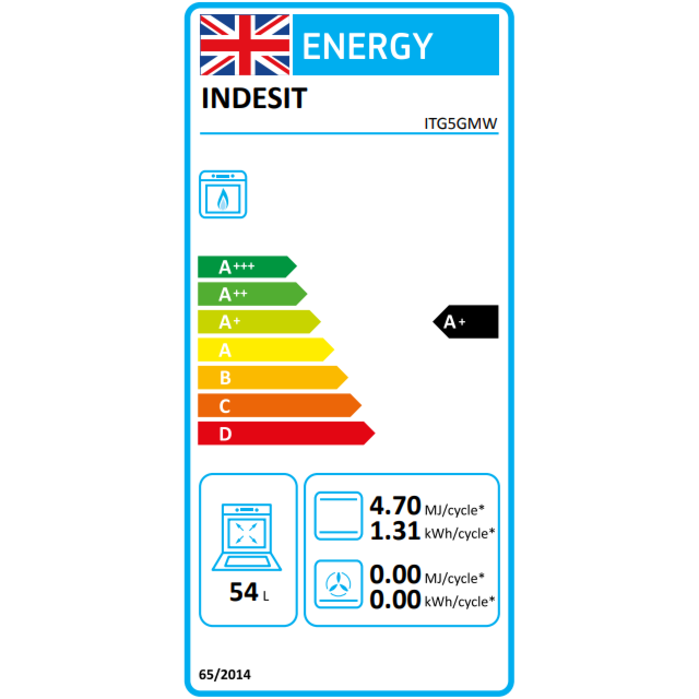 Indesit ITG5GMW 50cm 4 Burner Gas Hob Twin Cavity All Gas Cooker
