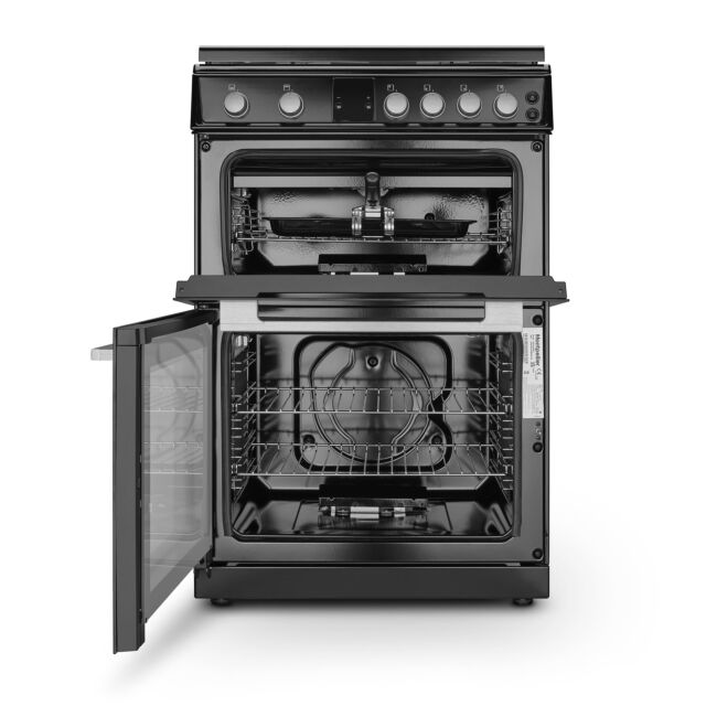 Montpellier MDOG60LK/GR 60cm 4 Burner Gas Hob Double Oven Gas Cooker with Lid