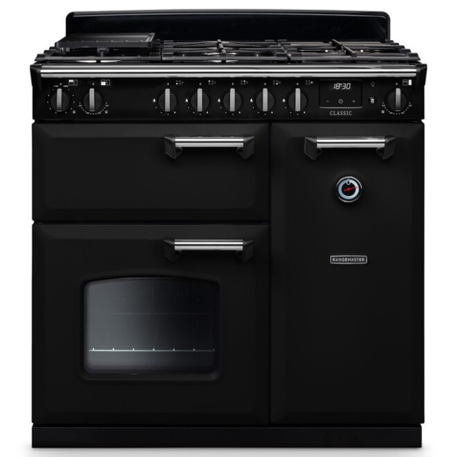 Rangemaster Classic 90cm 5 Burner Gas Hob Double Oven Dual Fuel Range Cooker
