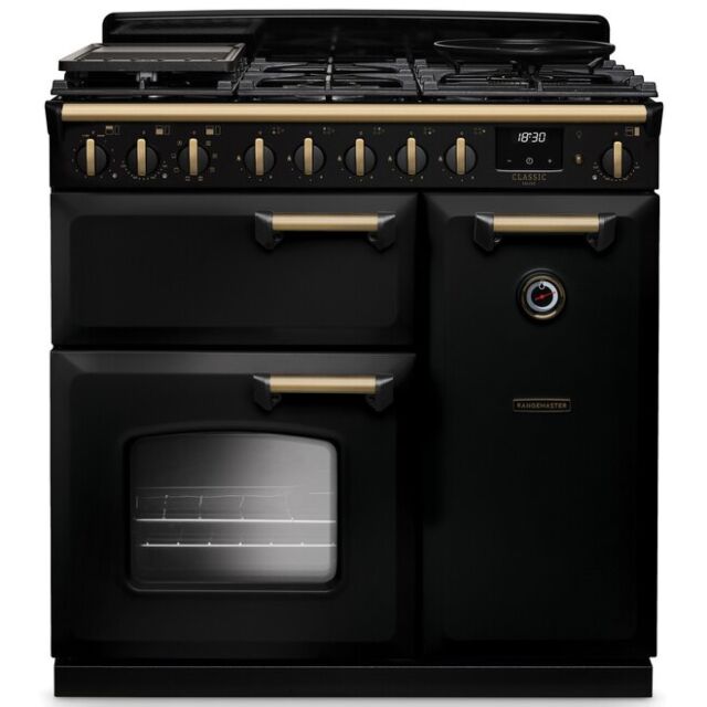 Rangemaster Classic Deluxe 90cm Gas Hob Double Oven Dual Fuel Range Cooker