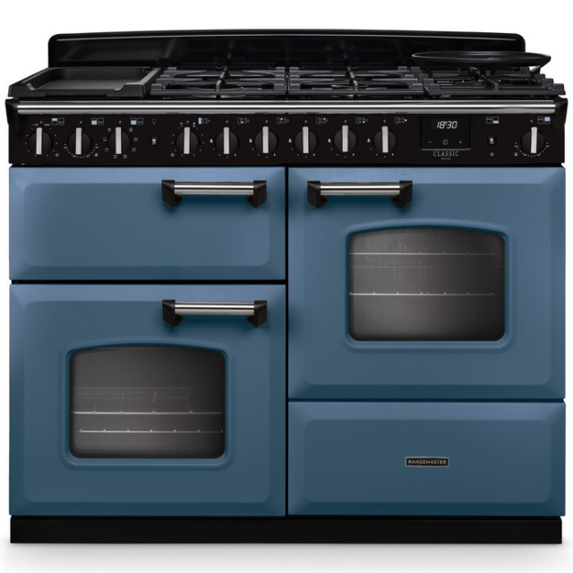 Rangemaster Classic Deluxe 110cm Gas Hob Double Oven Dual Fuel Range Cooker