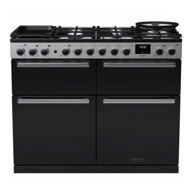 Rangemaster Edge Deluxe 110cm 7 Burner Gas Hob Double Oven Dual Fuel Range Cooker