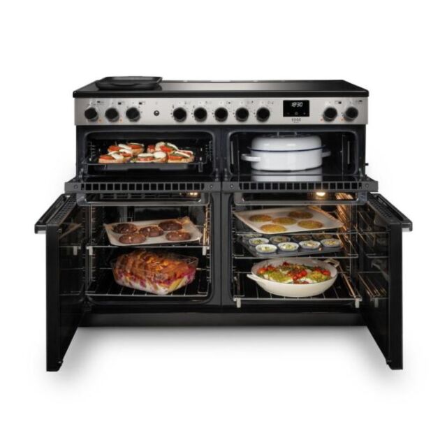 Rangemaster Edge Deluxe 110cm 7 Burner Gas Hob Double Oven Dual Fuel Range Cooker