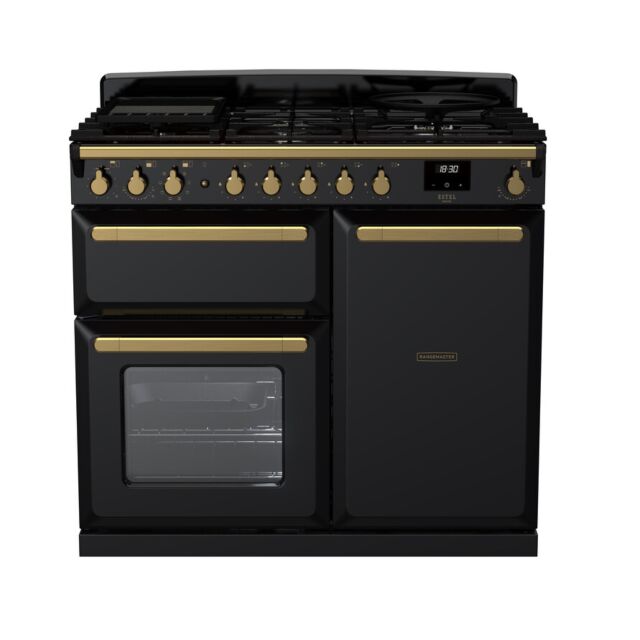 Rangemaster Estel Deluxe 100cm 5 Ring Gas Hob Double Oven Dual Fuel Range Cooker