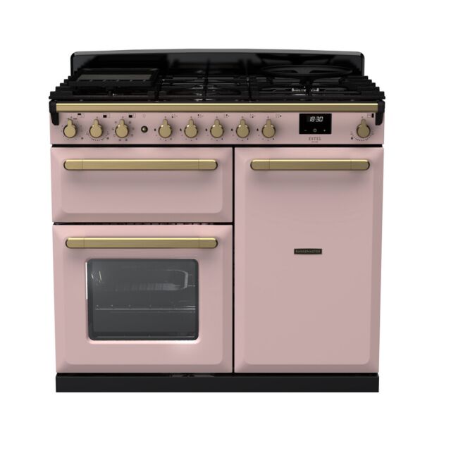Rangemaster Estel Deluxe 100cm 5 Ring Gas Hob Double Oven Dual Fuel Range Cooker