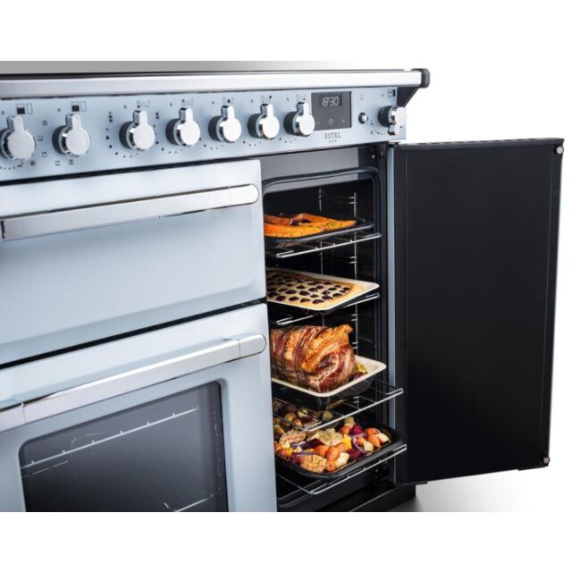 Rangemaster Estel Deluxe 100cm 5 Ring Gas Hob Double Oven Dual Fuel Range Cooker