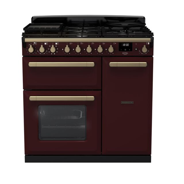 Rangemaster Estel Deluxe 90cm 5 Burner Gas Hob Double Oven Dual Fuel Range Cooker