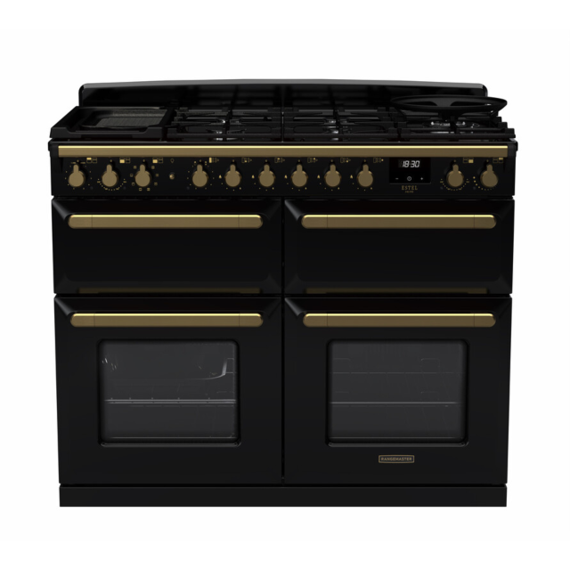 Rangemaster Estel Deluxe 110cm 7 Ring Gas Hob Triple Oven Dual Fuel Range Cooker
