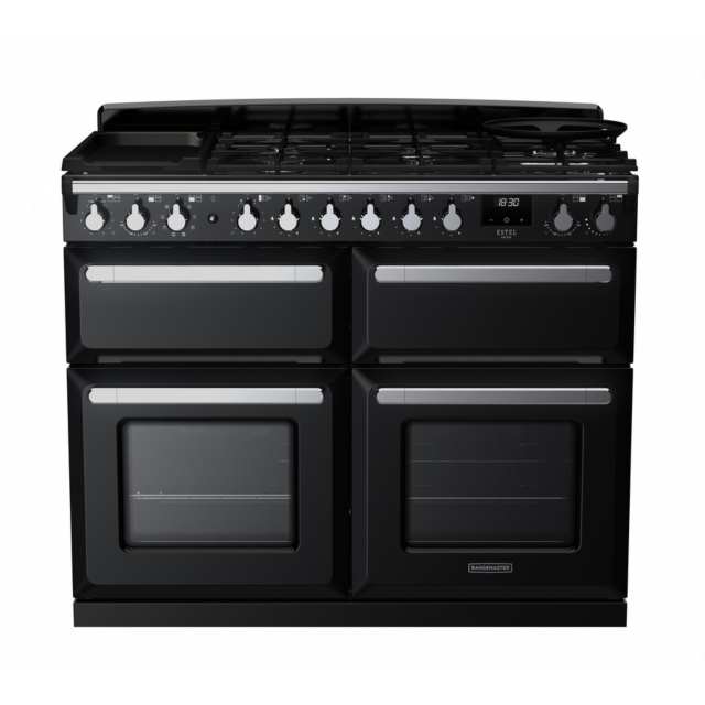 Rangemaster Estel Deluxe 110cm 7 Ring Gas Hob Triple Oven Dual Fuel Range Cooker