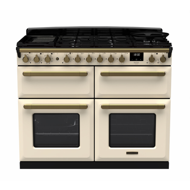 Rangemaster Estel Deluxe 110cm 7 Ring Gas Hob Triple Oven Dual Fuel Range Cooker