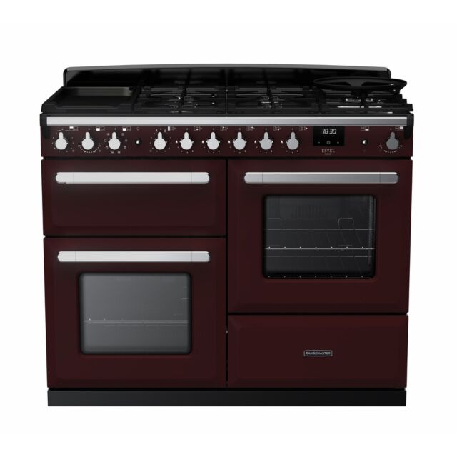 Rangemaster Estel Deluxe 110cm 7 Ring Gas Hob Double Oven Dual Fuel Range Cooker
