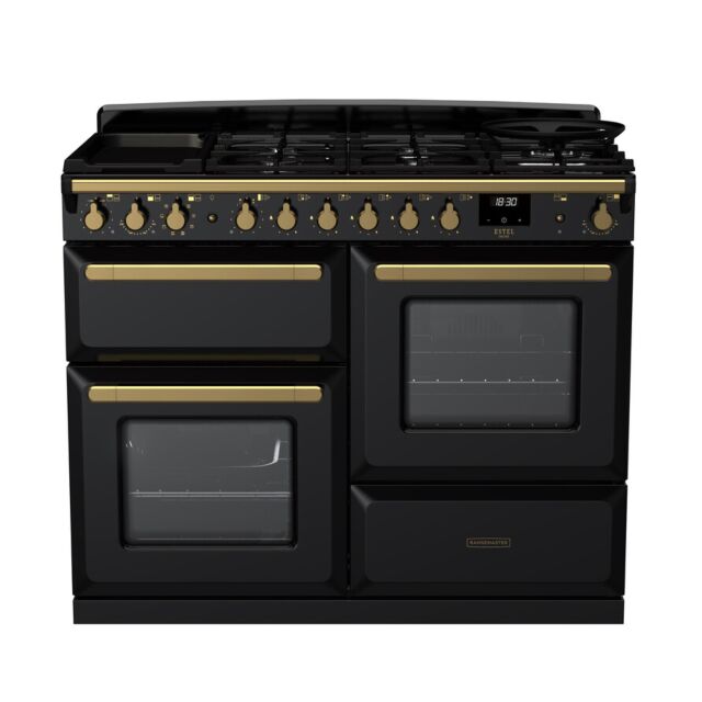 Rangemaster Estel Deluxe 110cm 7 Ring Gas Hob Double Oven Dual Fuel Range Cooker
