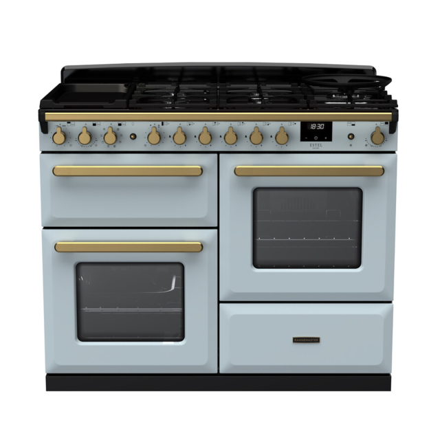 Rangemaster Estel Deluxe 110cm 7 Ring Gas Hob Double Oven Dual Fuel Range Cooker